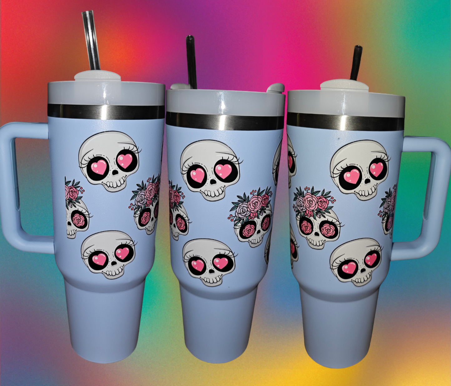 Heart Eyes skull 40 oz Tumbler