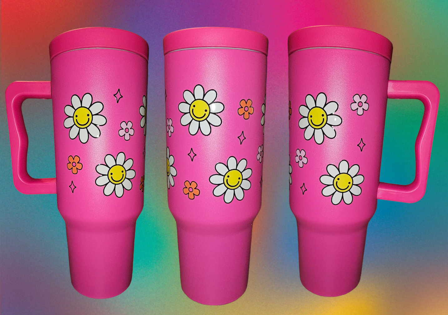 40 oz. Tumbler Pink with Daiseys